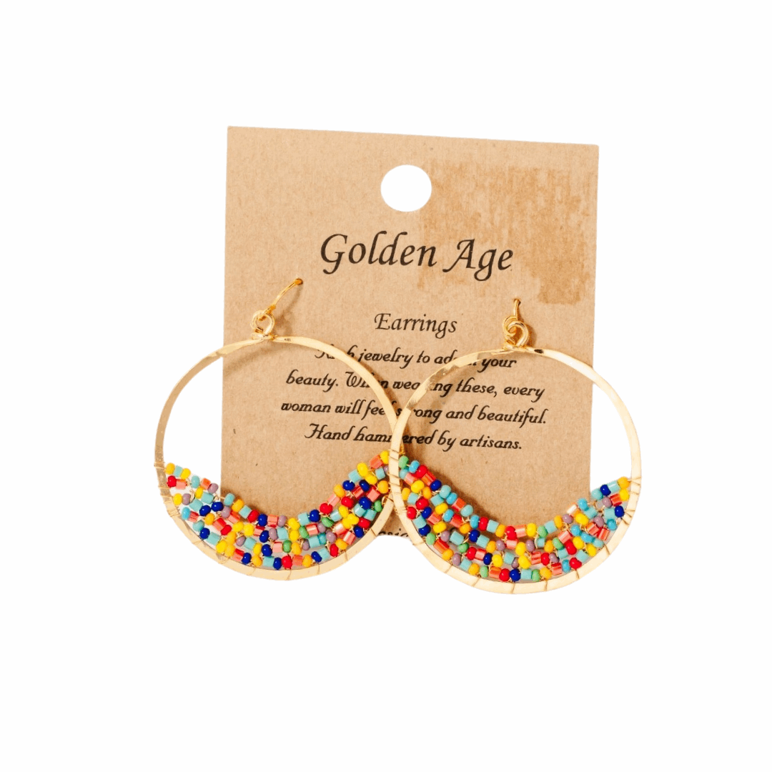 Circle Hoop Seed Bead Earrings