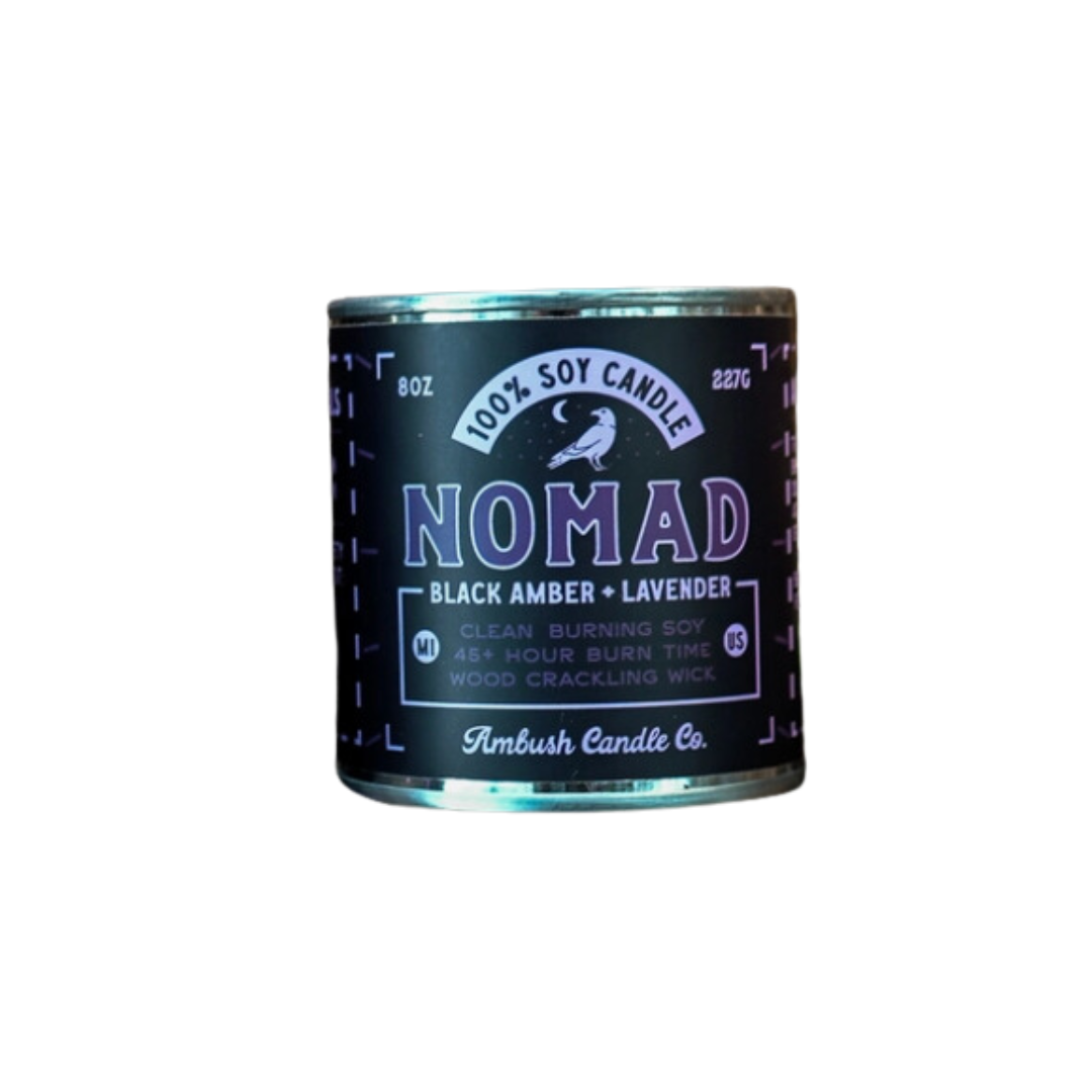 Nomad - Black Amber and Lavender Wood Wick Candle