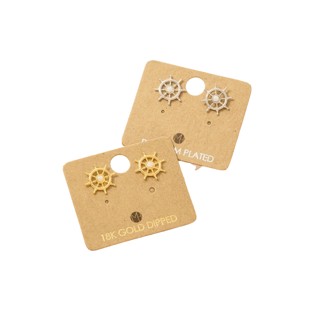 Mini Ship Wheel Stud Earrings