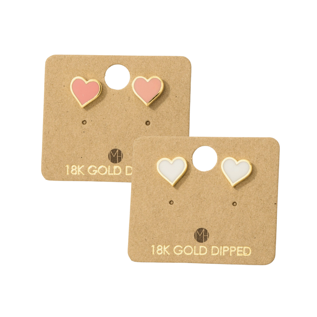Mini Enamel Heart Stud Earrings