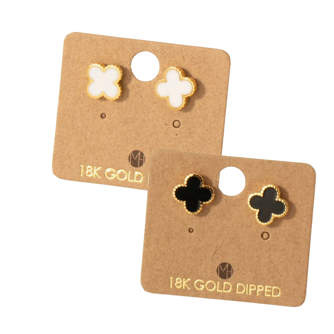 Mini Enamel Clover Stud Earrings