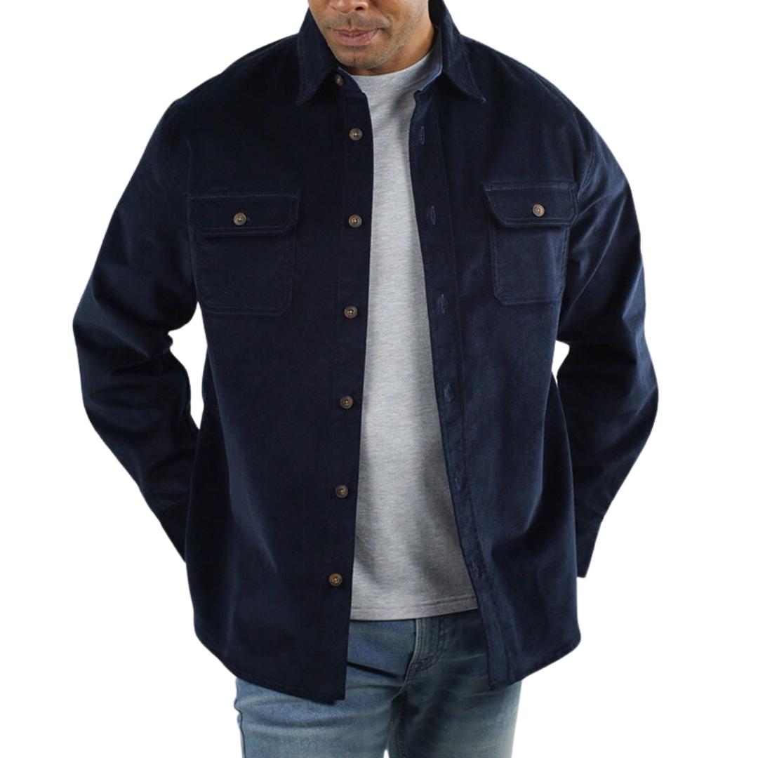 Navy Stretch Corduroy Overshirt