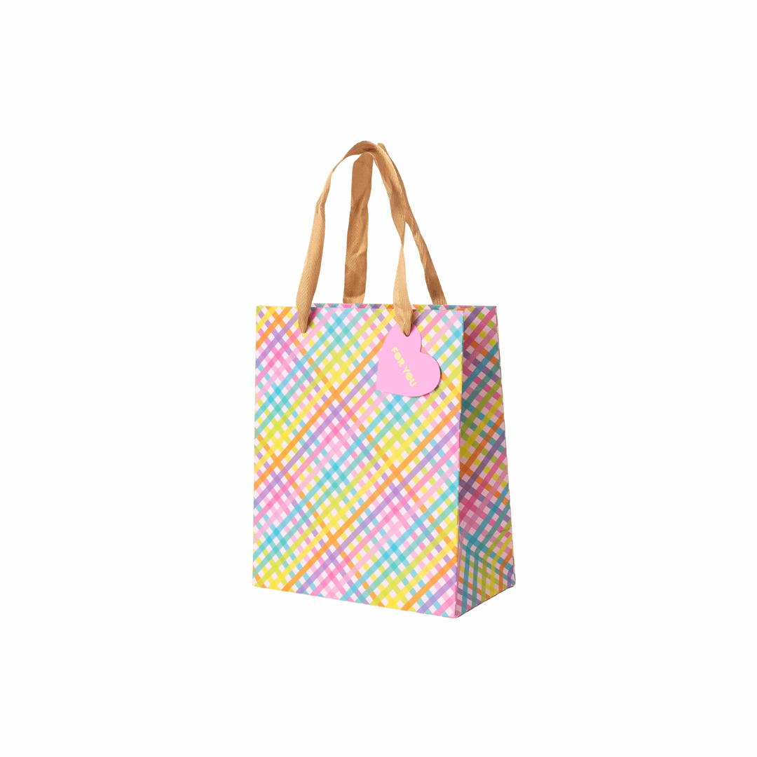 Colorful Gingham Gift Bag - Medium