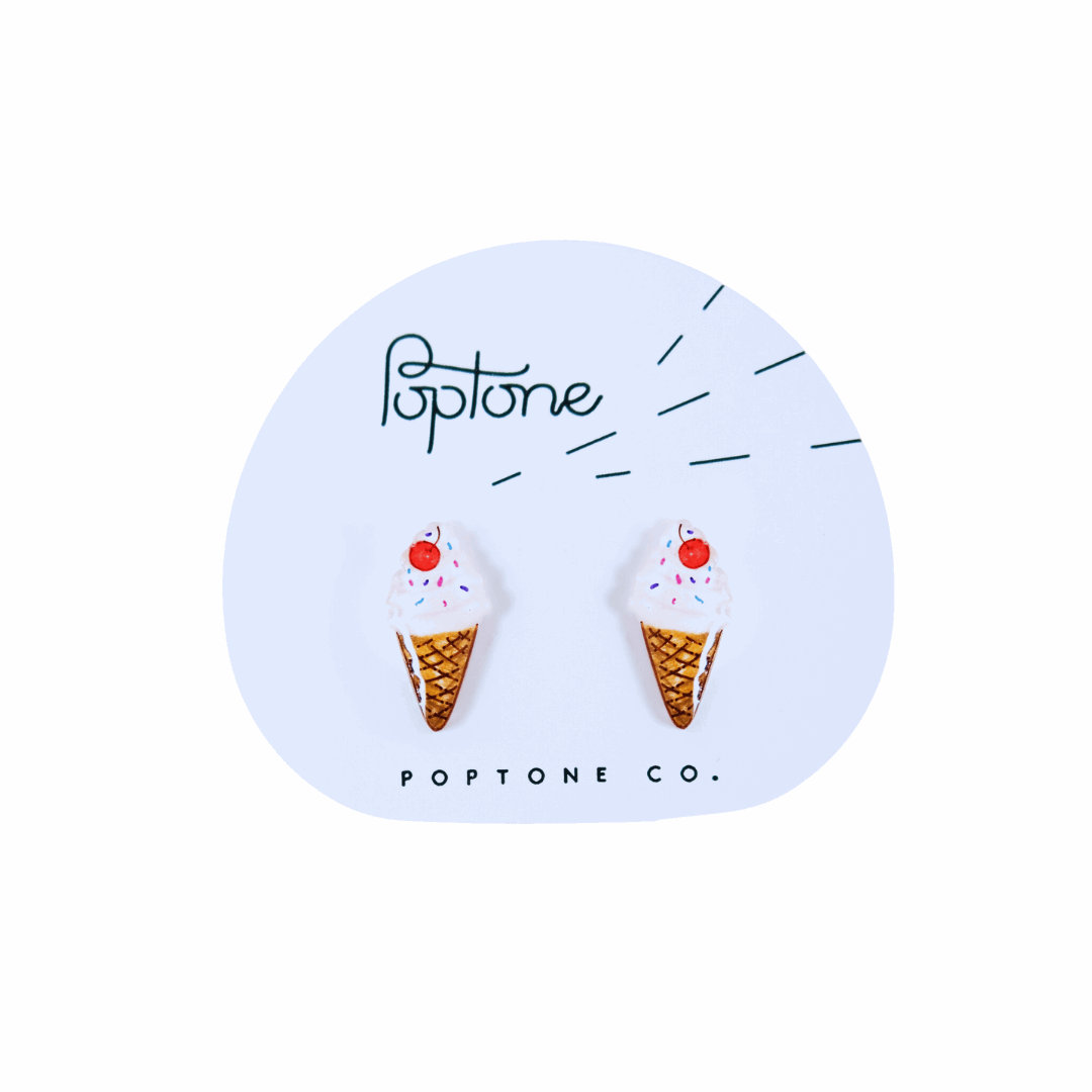 Ice Cream Cone Stud Earrings