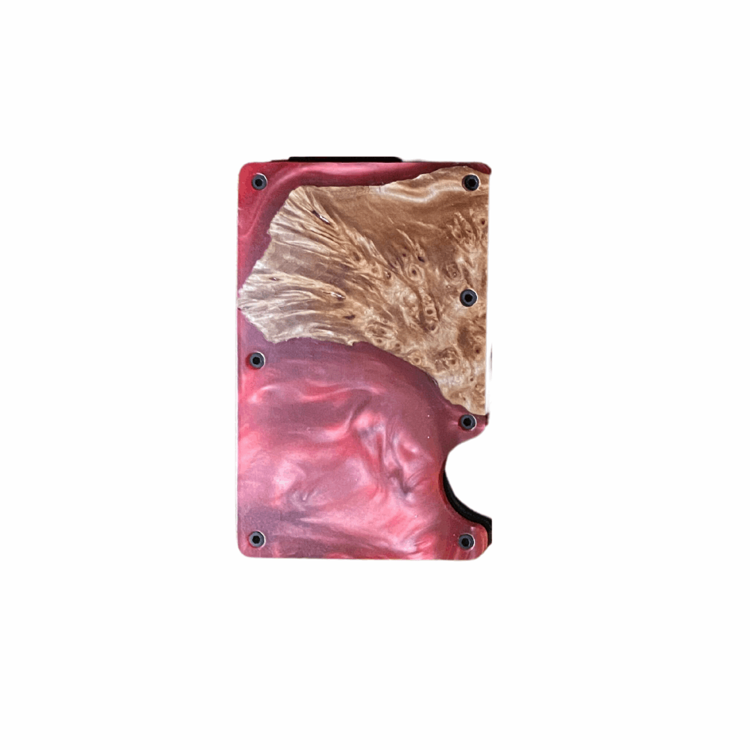Koa Wood + Resin Wallet: Red
