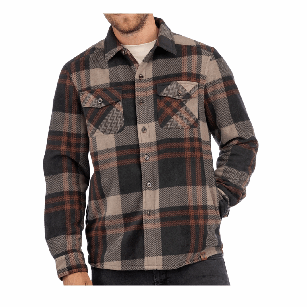 Koda Sherpa Lined Shirt Jacket - Red Mahagony Plaid