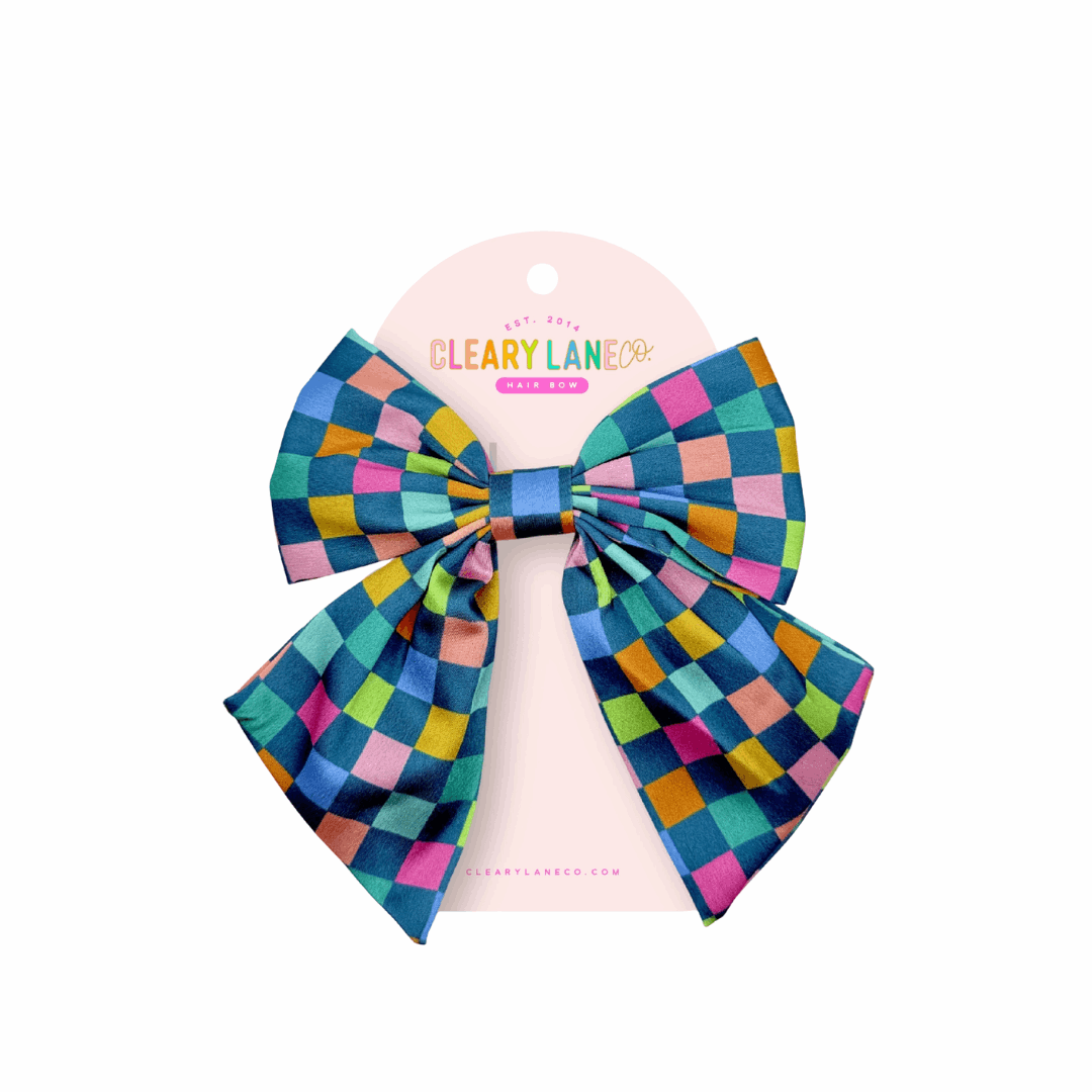 Emerald Rainbow Checker Bow
