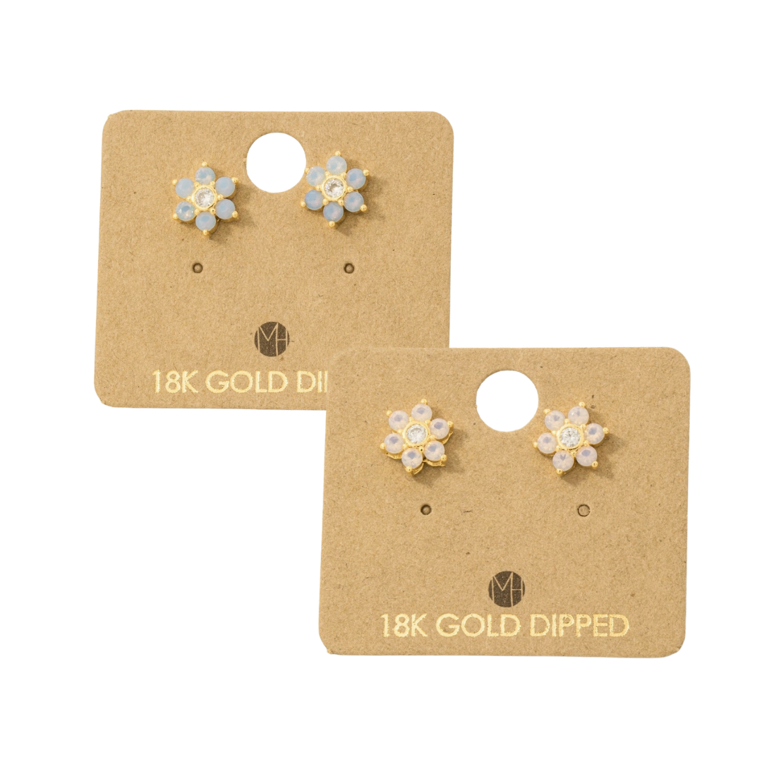 Dainty Flower Gem Stud Earrings