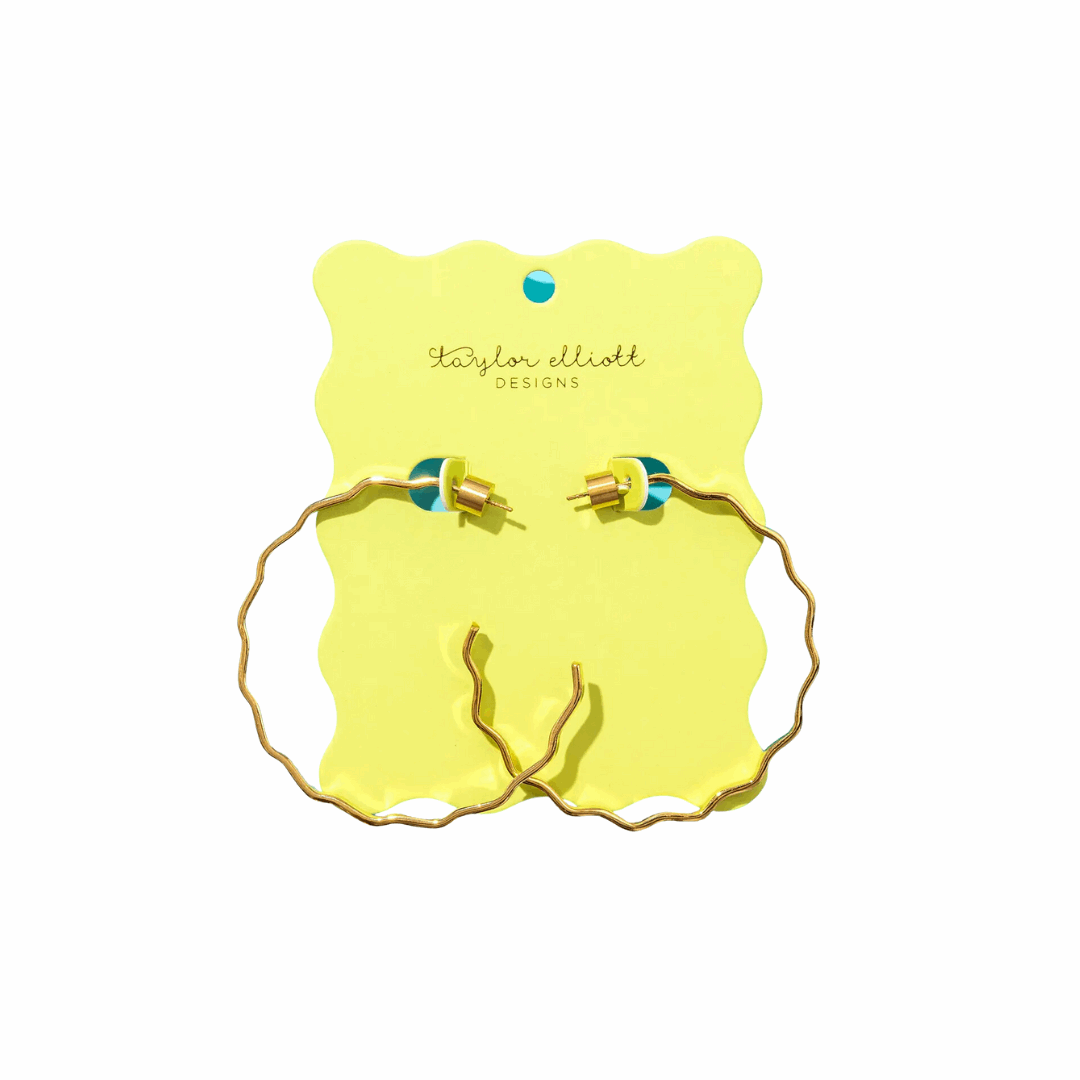 Gold Plated Wavy Hoop Earrings