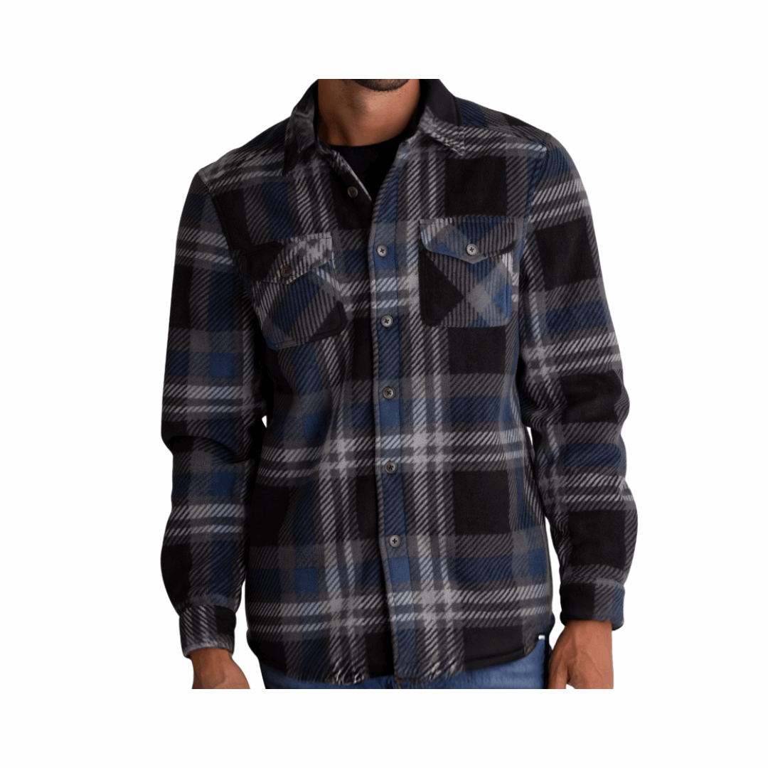 Koda Sherpa Lined Shirt Jacket - Blue Tartan Plaid