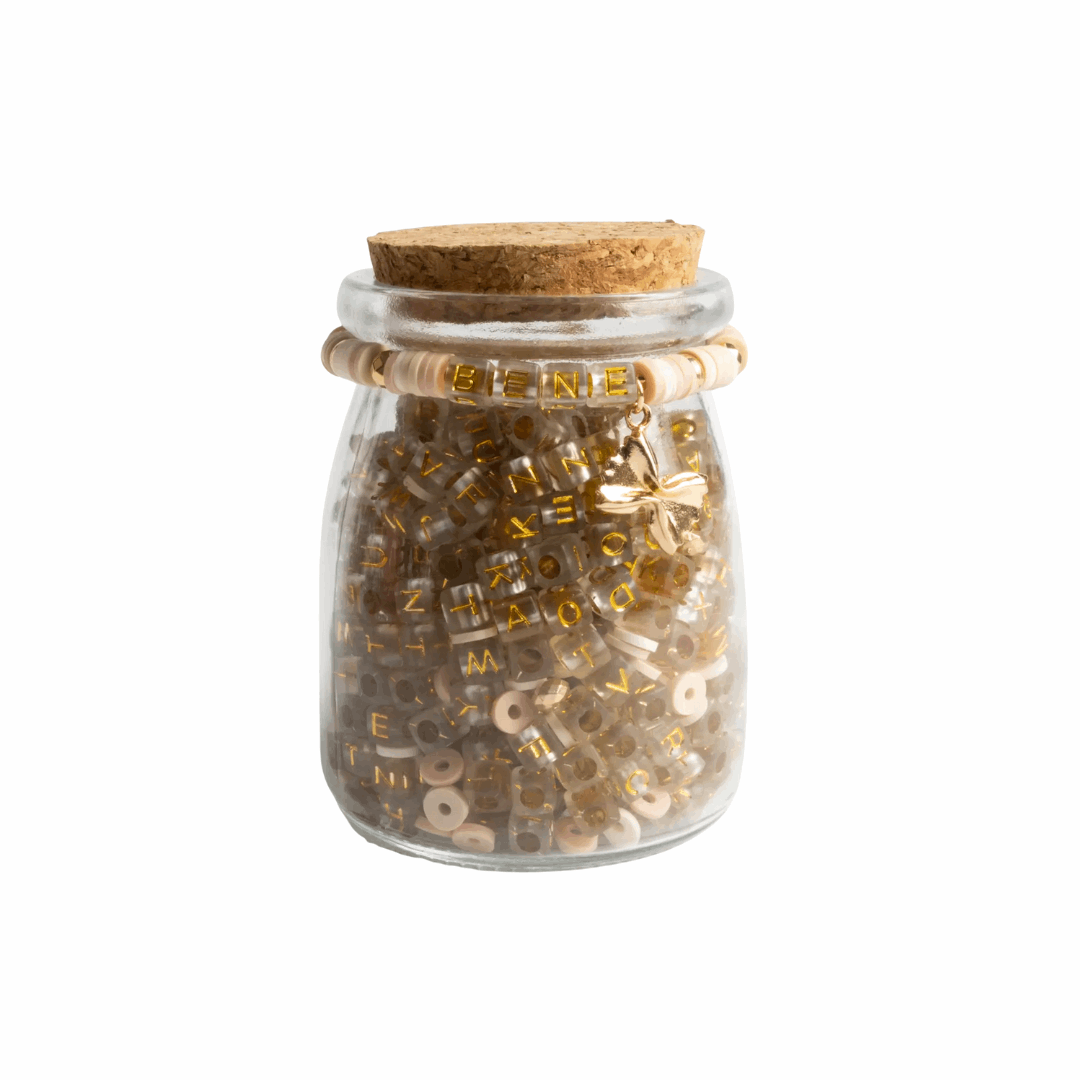 Bead Kit with Gold Bowtie Charm and Heishi Beads