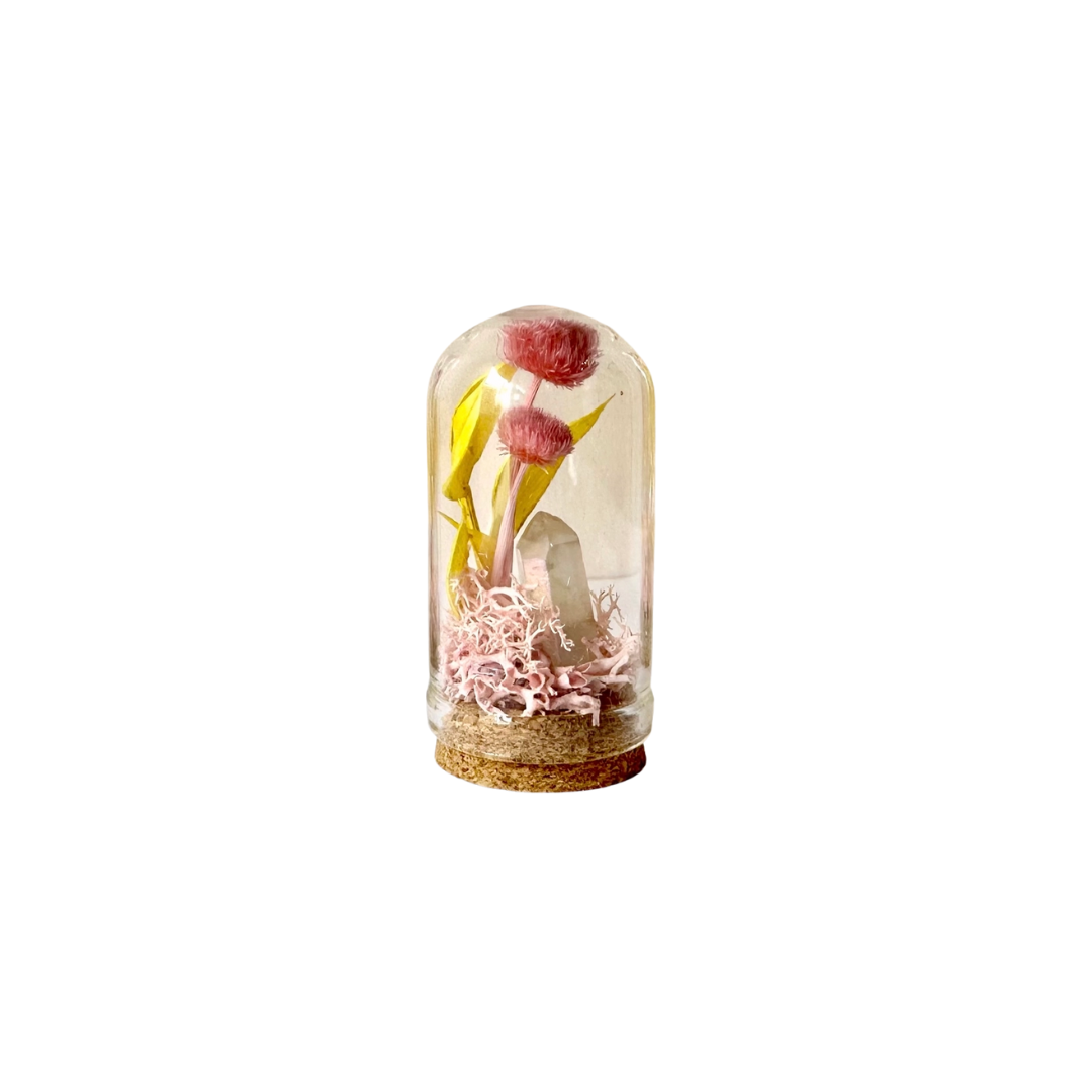 Pink Crystal Fairy Garden Mini Terrarium