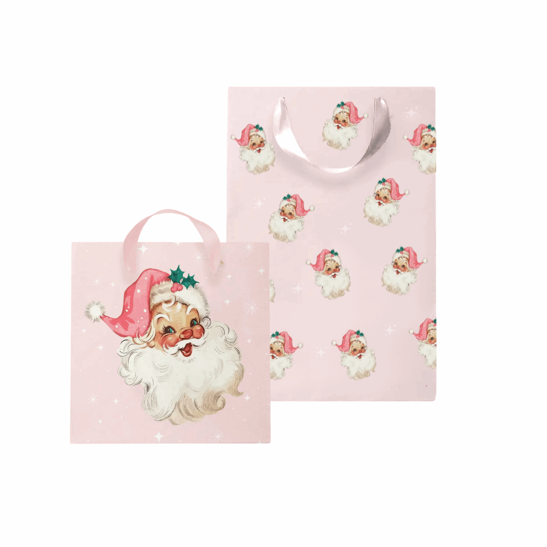 Retro Pink Santa Gift Bag