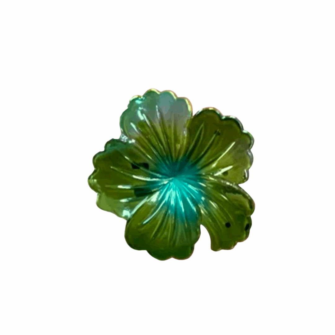 Green Hibiscus Flower Claw Clip