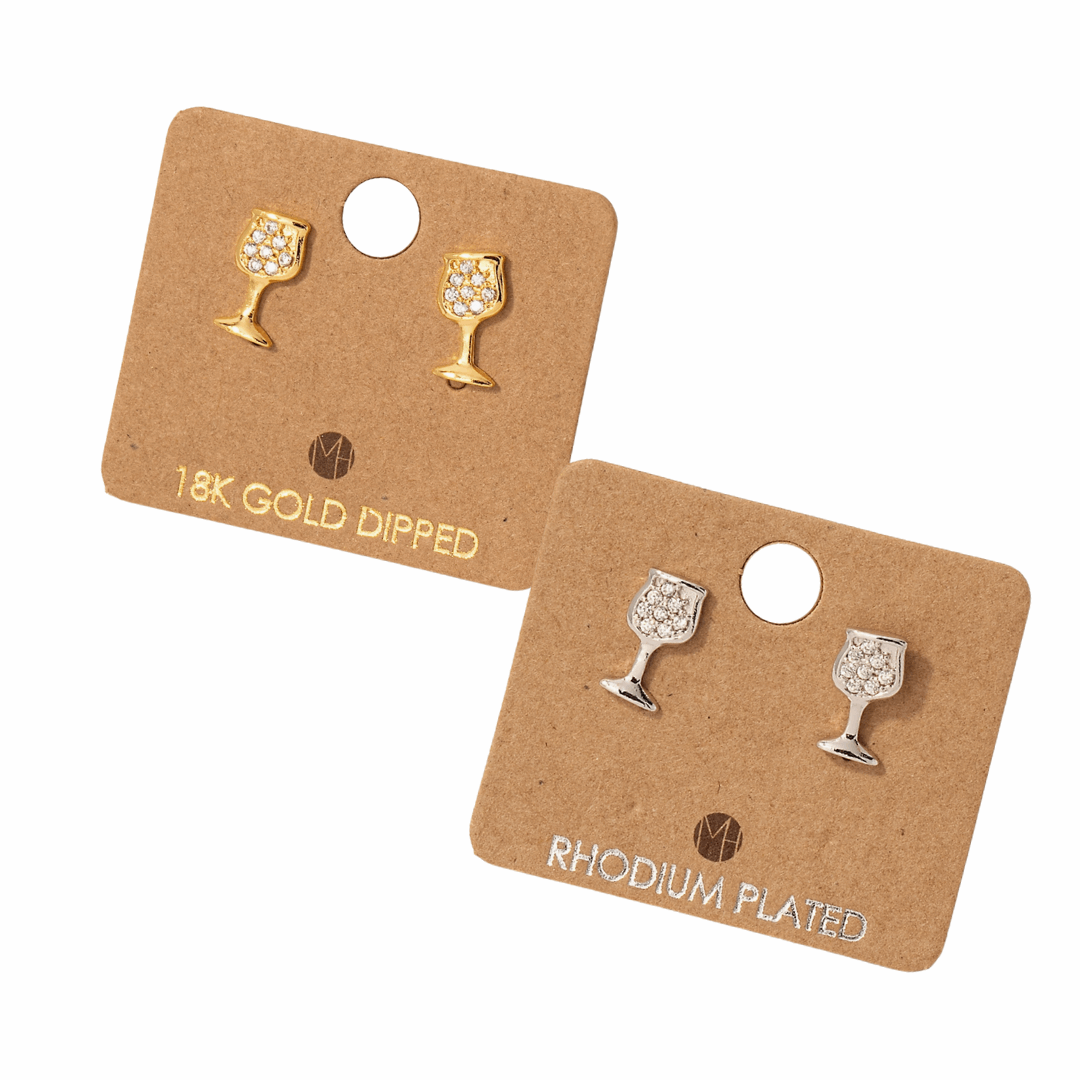 Mini Wine Glass Stud Earrings