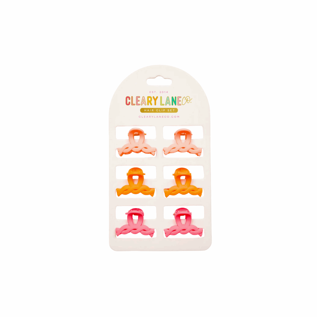 Mini Hair Clip Set - Pink & Orange