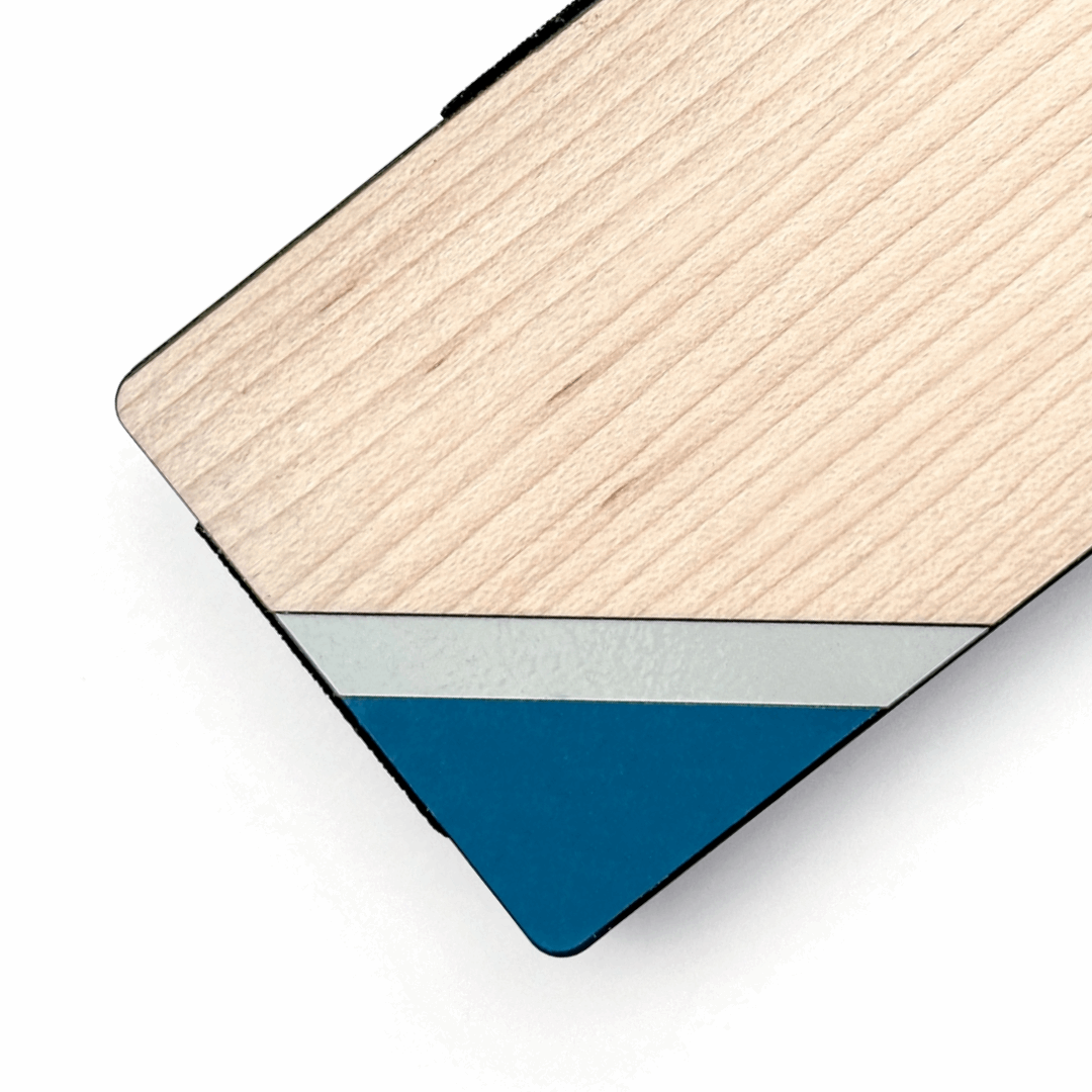 Corner Slice Wood Wallet - Blue