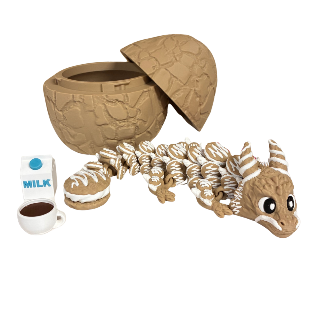 3D Cookie Dragon Fidget with Egg and Tails
