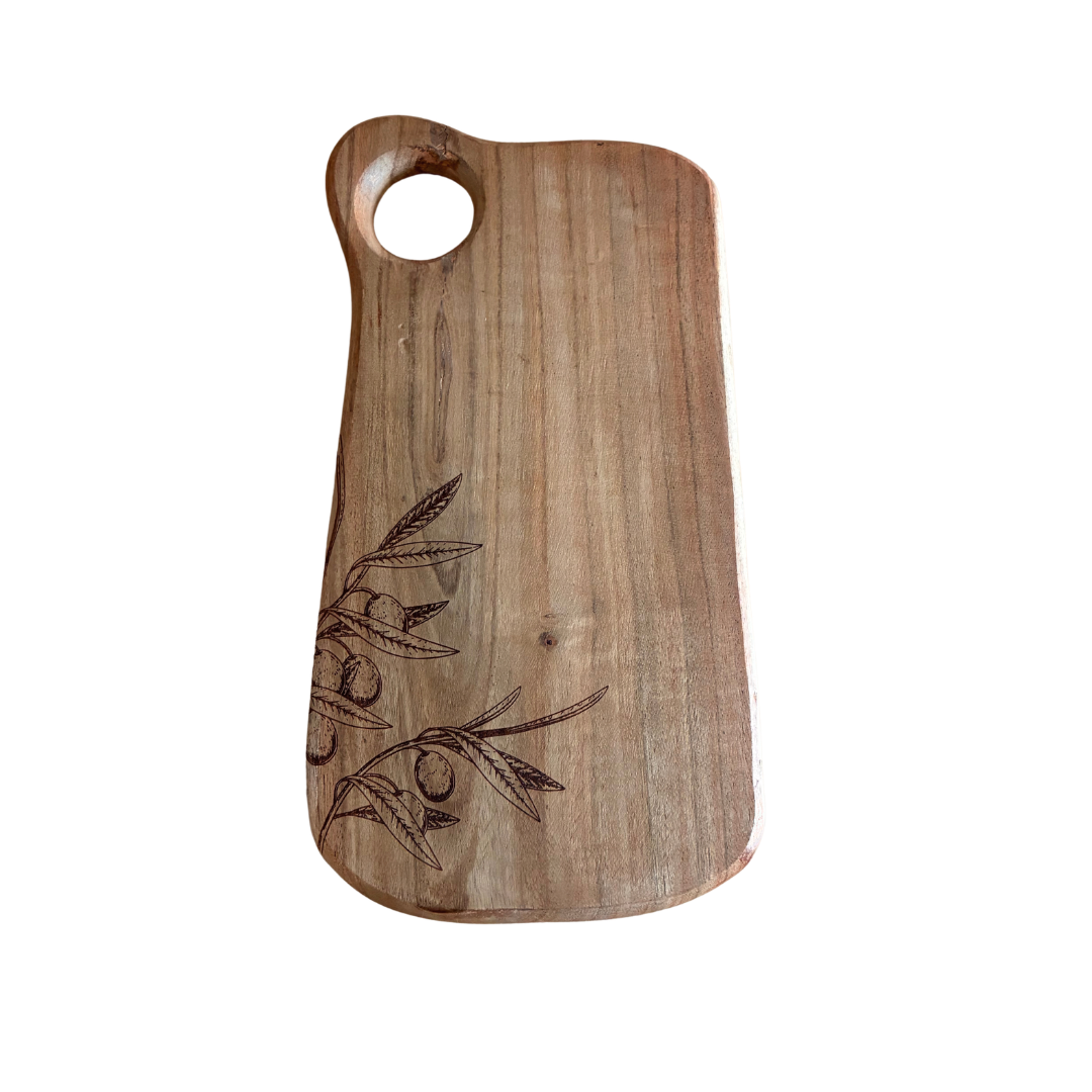 Olive Botanical Engraved Bread Board