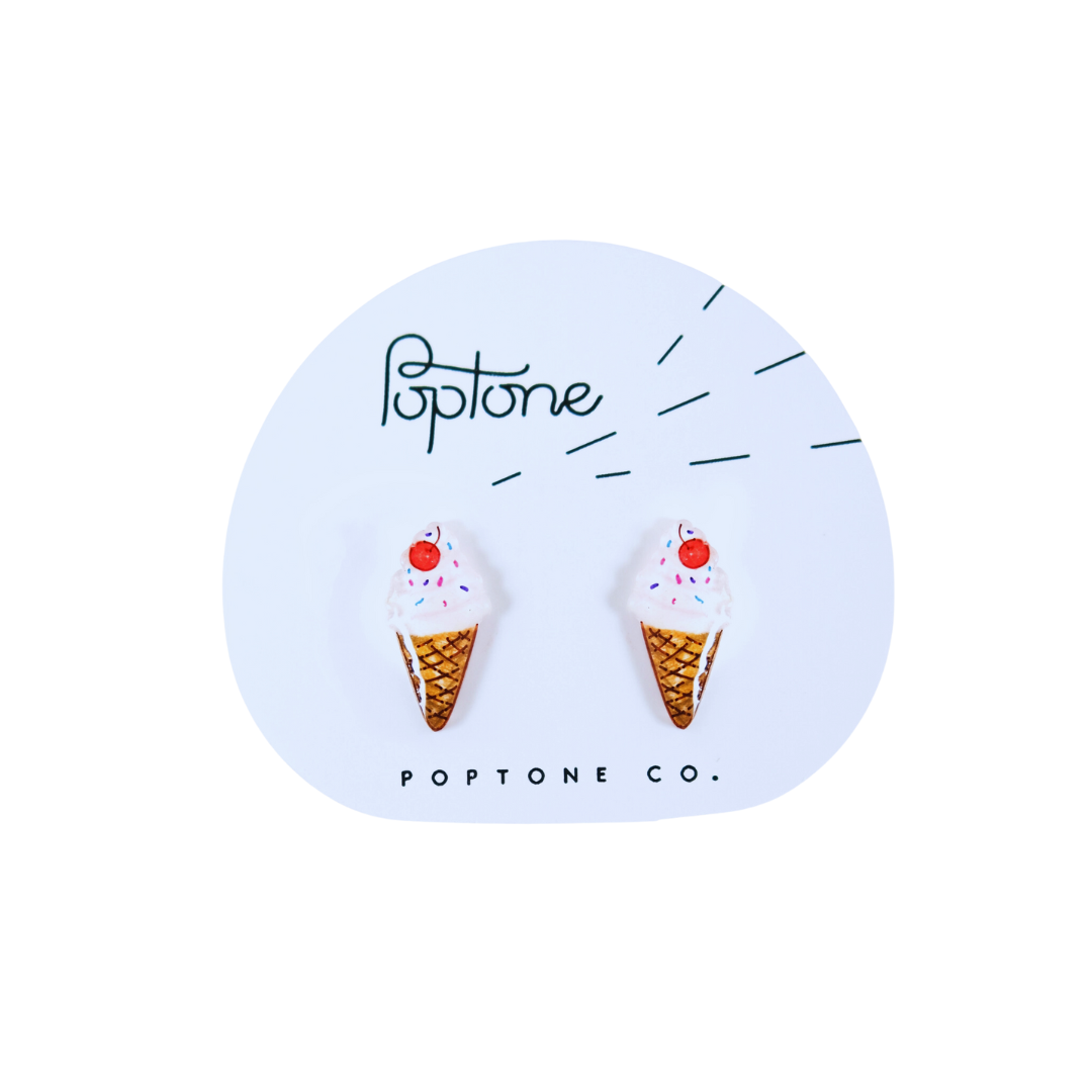 Ice Cream Cone Stud Earrings