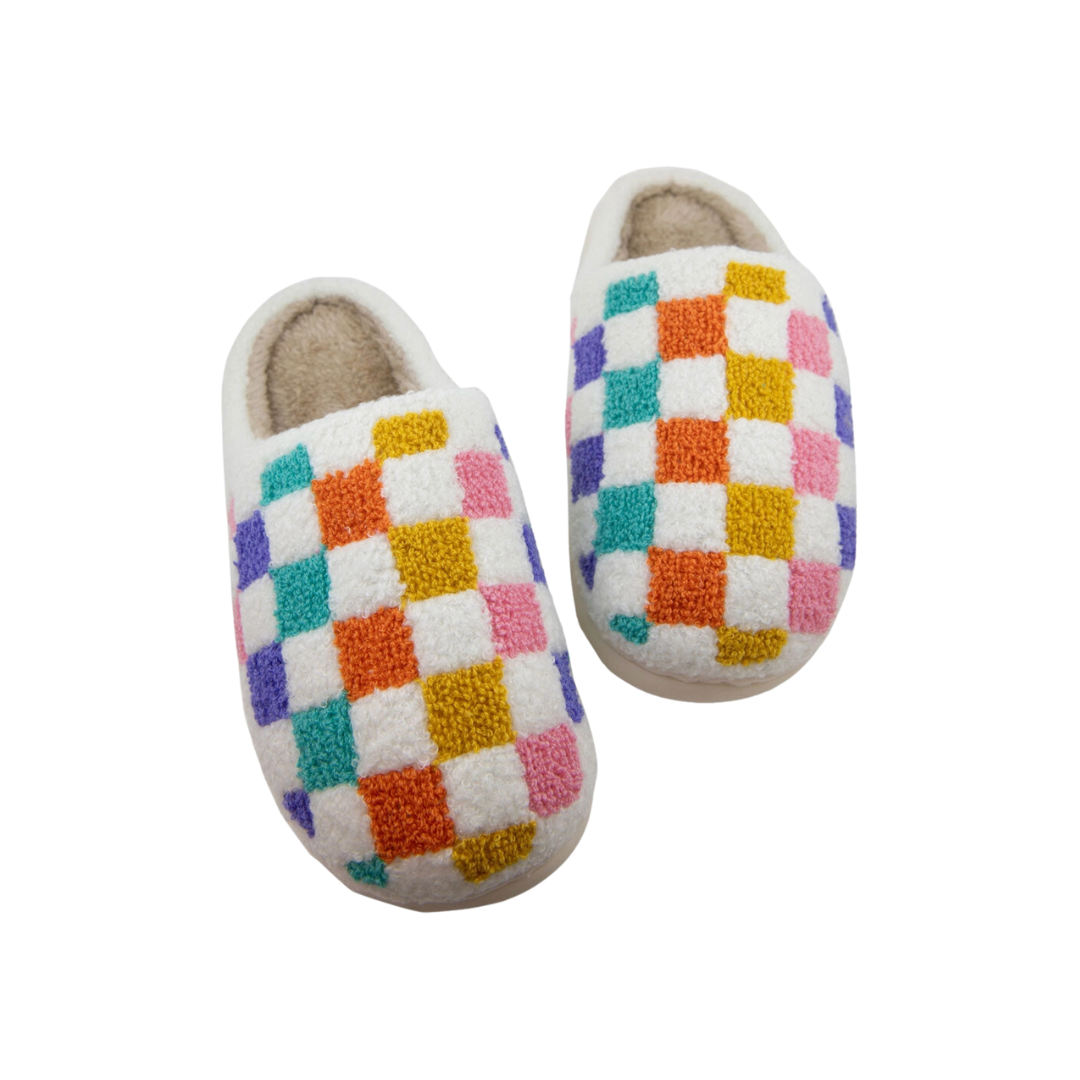 Multi-Colored Checkered Slippers