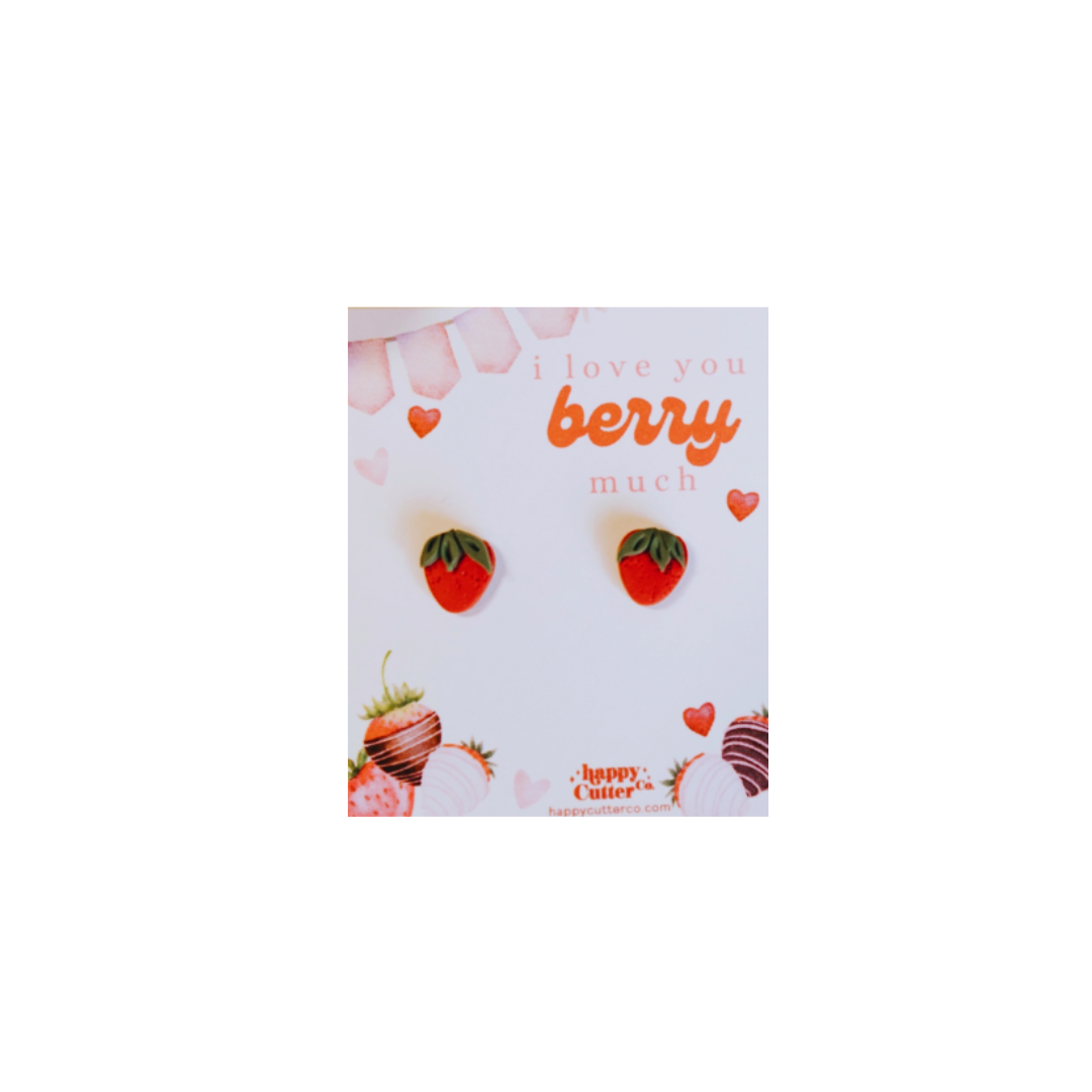 I Love You Very Much Strawberry Stud Earrings