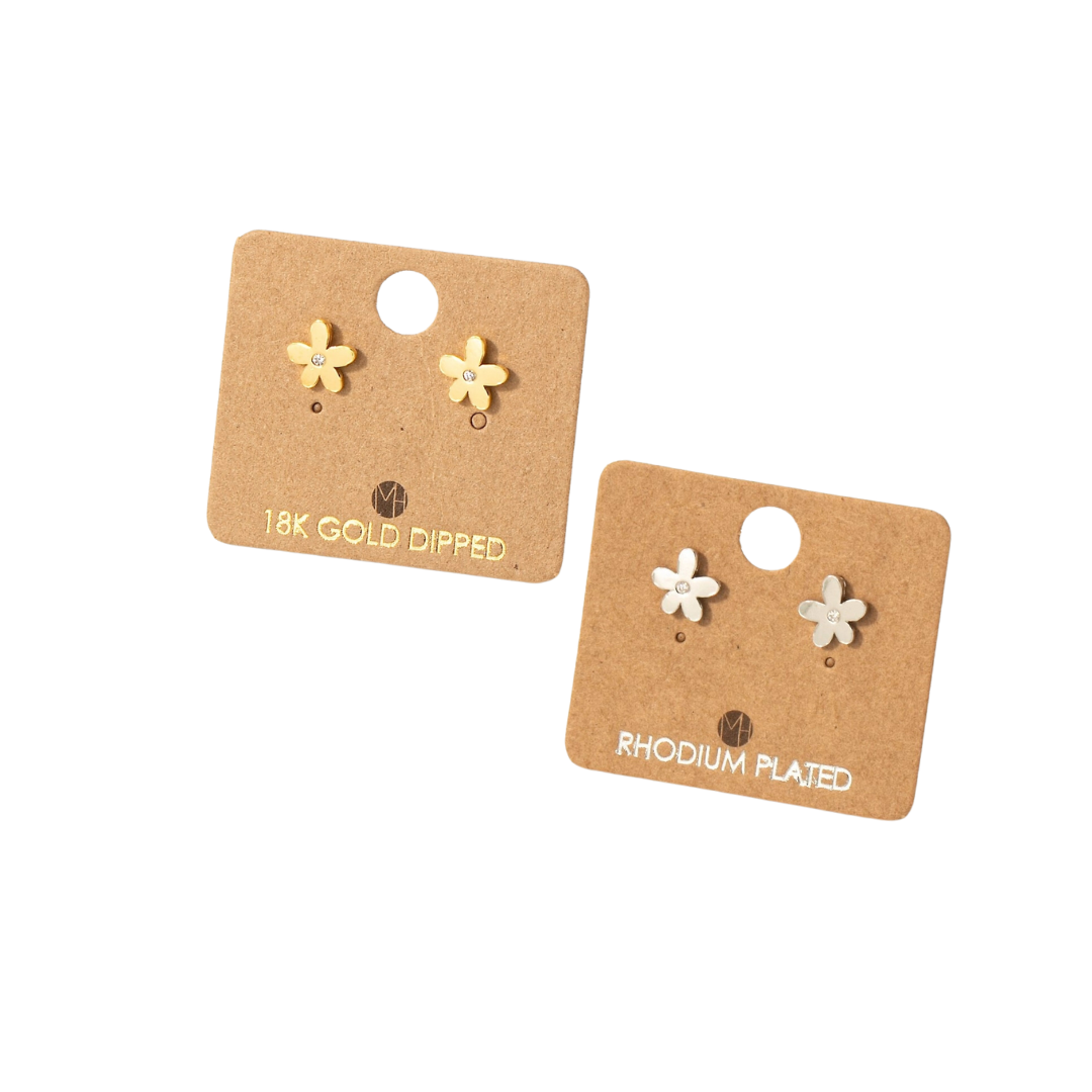 Mini Cubic Zirconia Daisy Stud Earrings