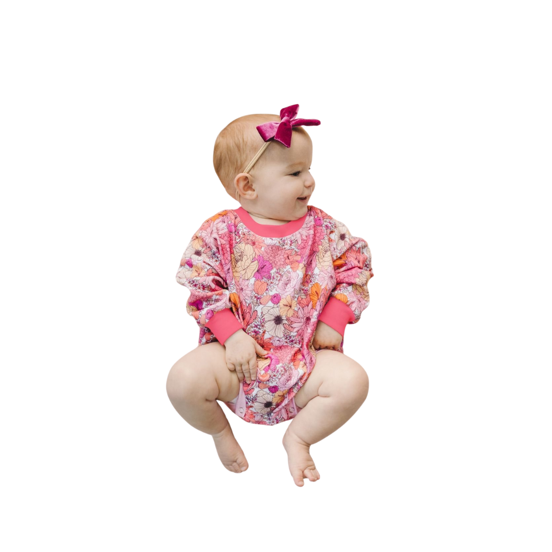 Pink Flowered Bubble Romper