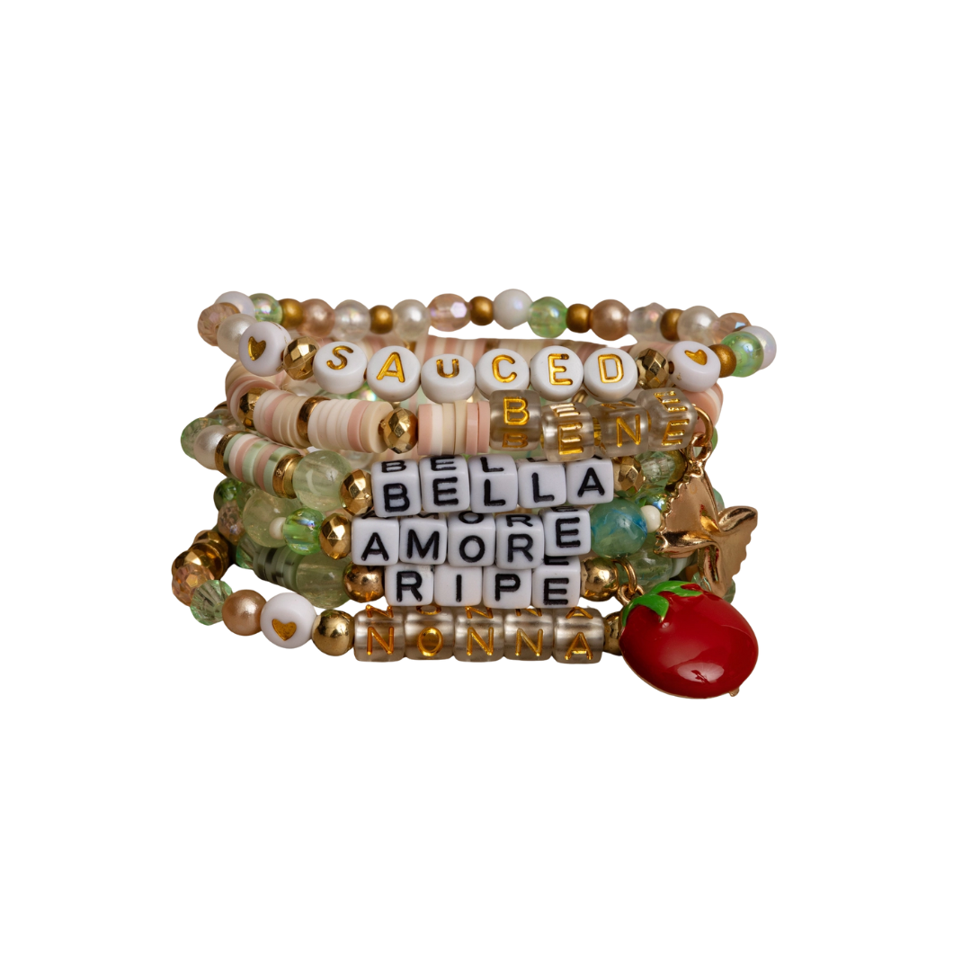 Bead Kit with Gold Bowtie Charm and Heishi Beads