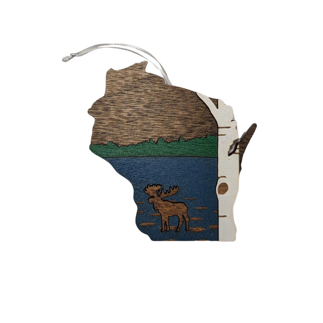 Wisconsin Deer in Trees Ornament