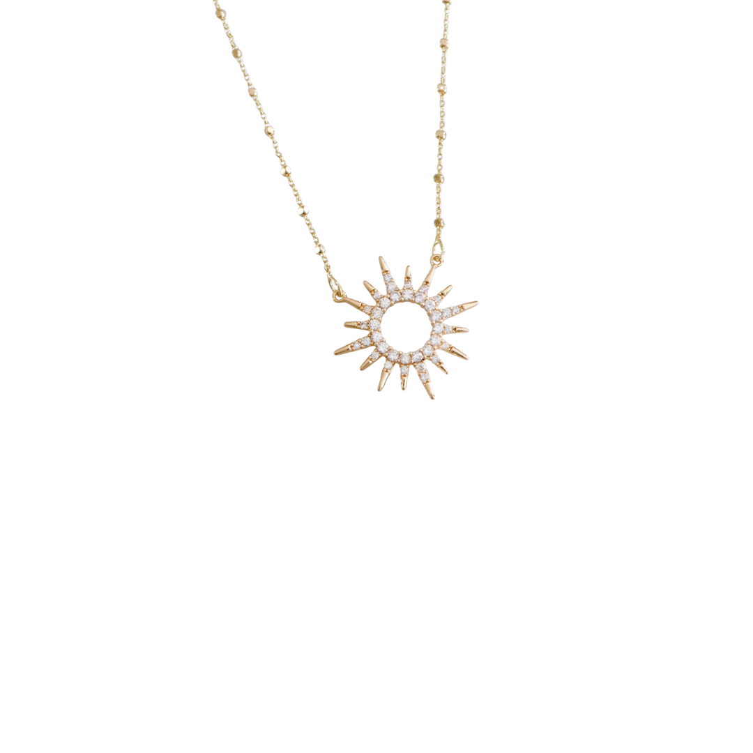 Cubic Zirconia Sun Necklace