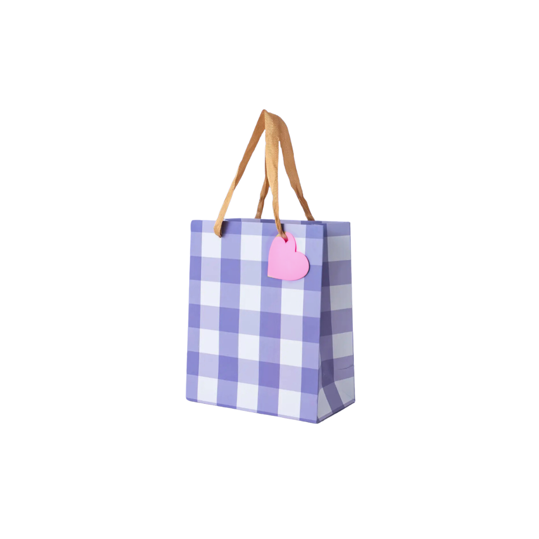 Purple Gingham Gift Bag - Medium