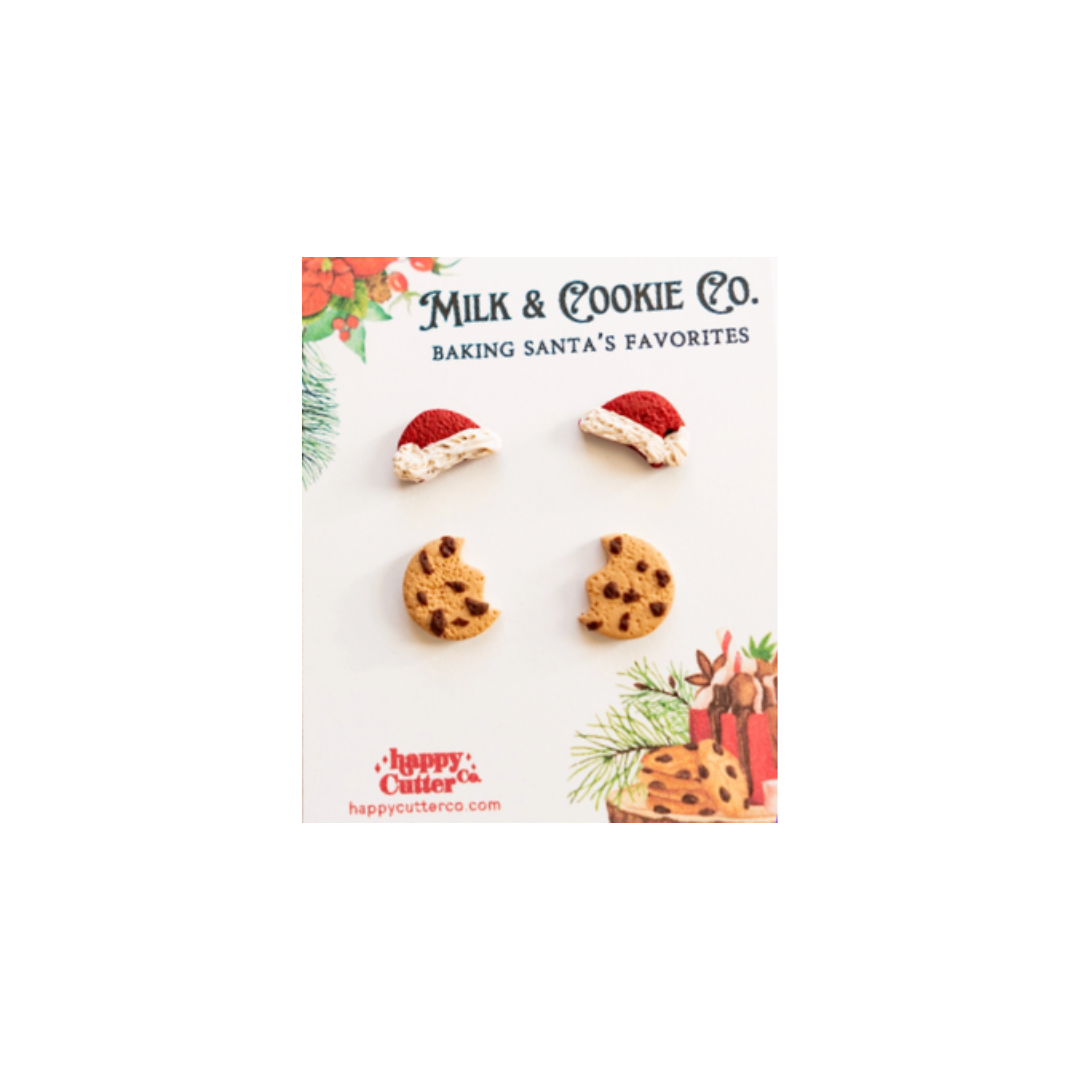 Santa Hat and Cookies Stud Earring Set