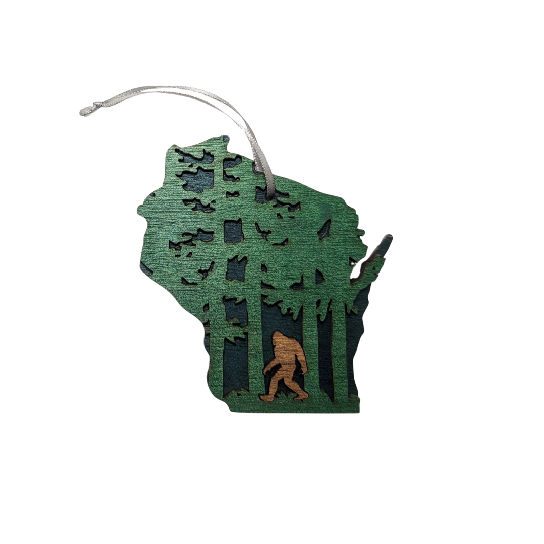 Wisconsin Sasquatch in Forest Ornament