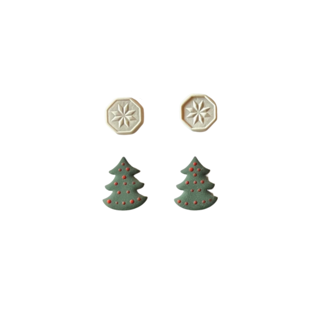 Christmas Stud Pack - Snowflake / Tree
