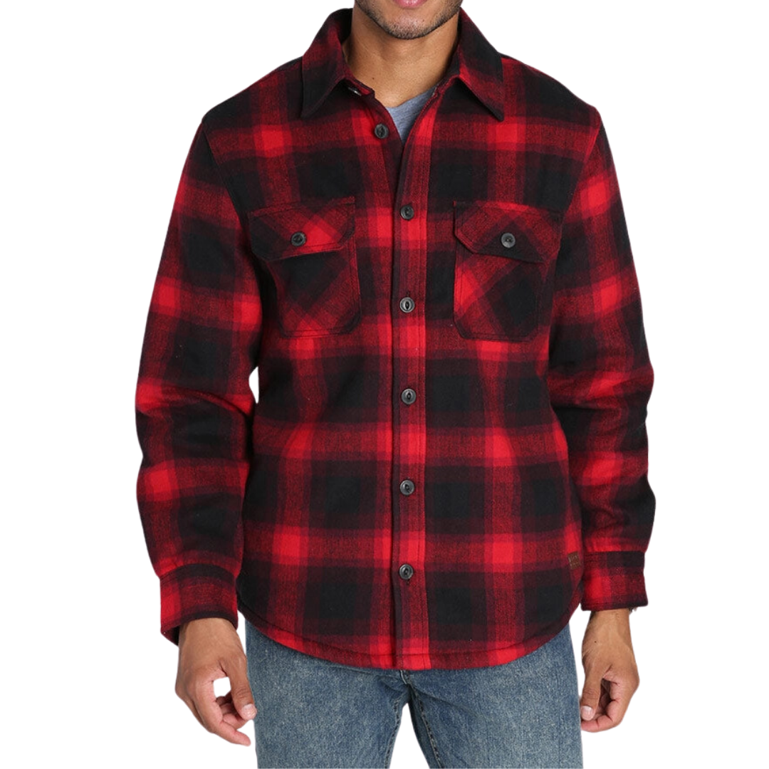 Red plaid Sherpa Lined Brushed Flannel