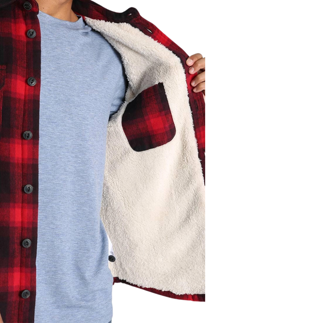 Red plaid Sherpa Lined Brushed Flannel