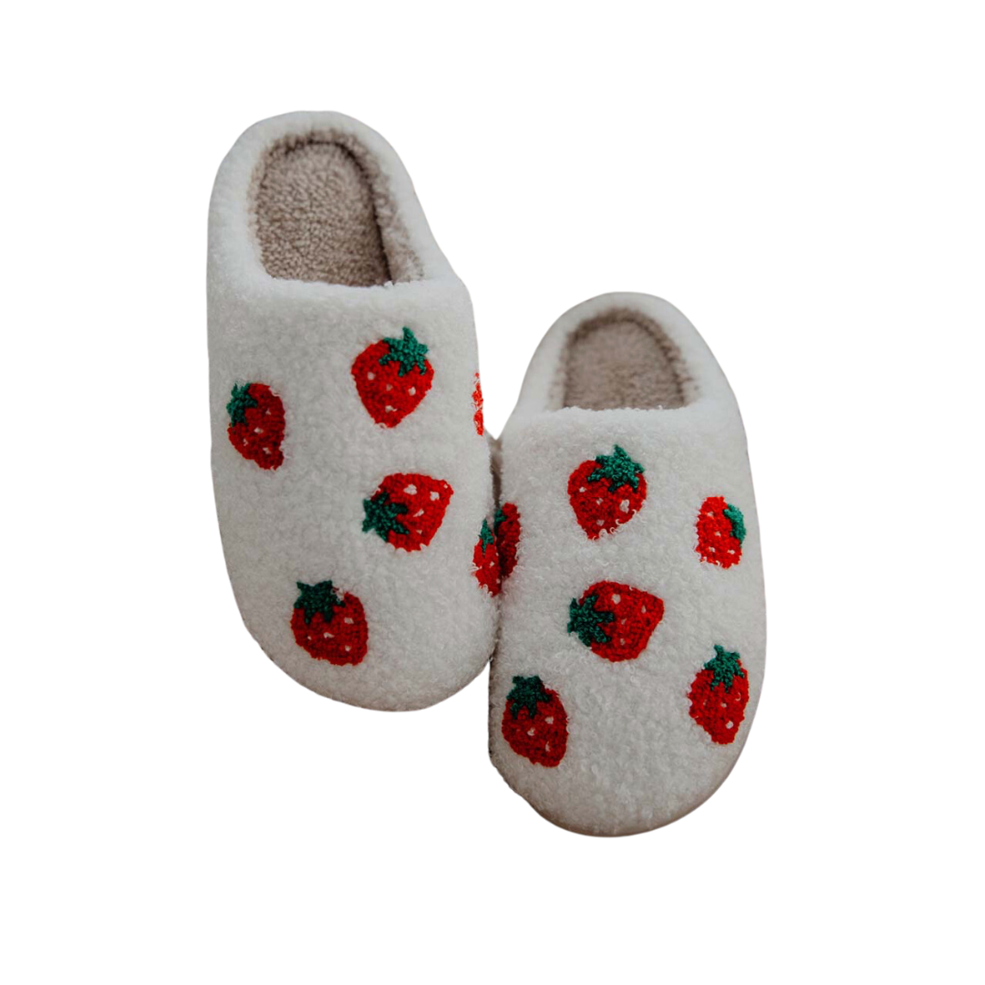 Strawberry Plush Slippers