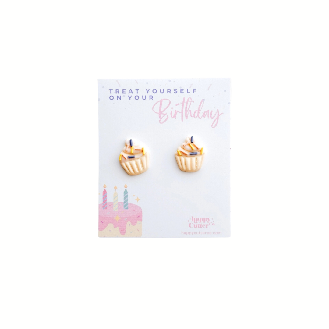 Birthday Cupcake Stud Earrings 