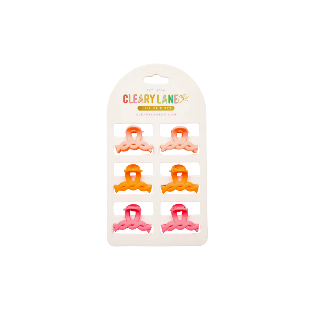 Mini Hair Clip Set - Pink & Orange