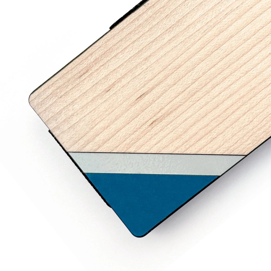 Corner Slice Wood Wallet - Blue
