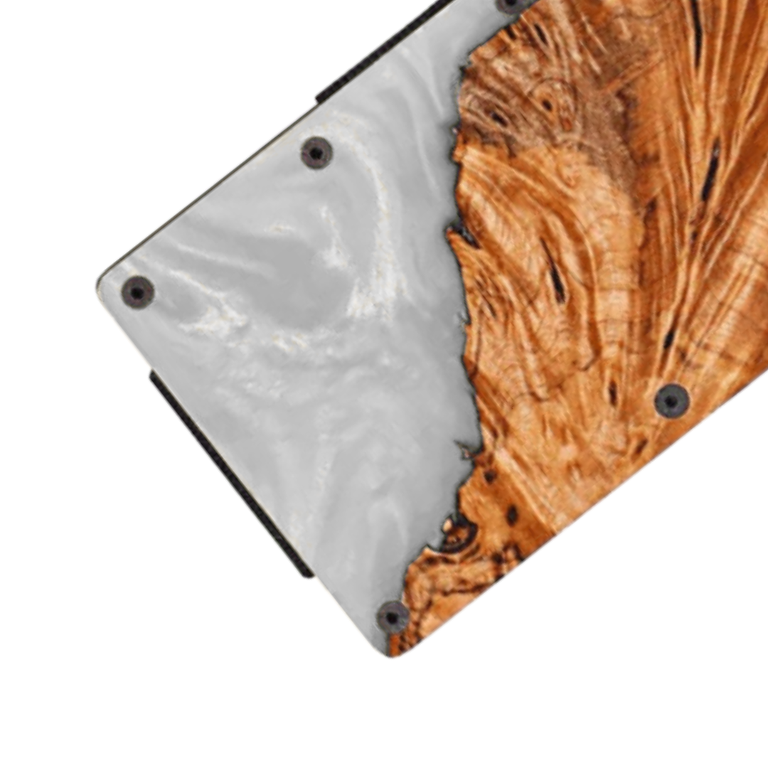 Koa Wood and White Resin Wallet