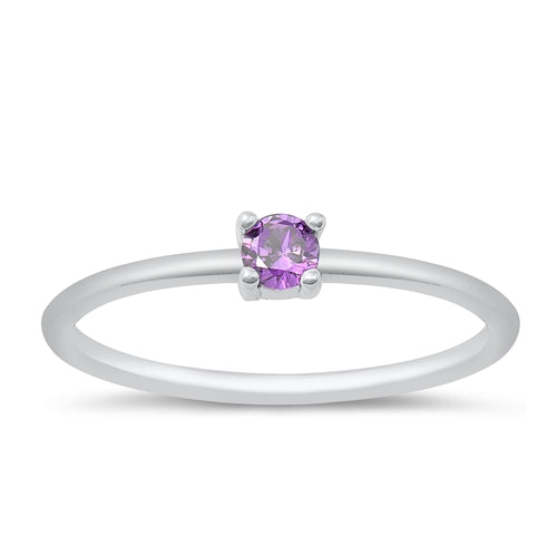 Starlette Amethyst Round Stackable Ring in Silver