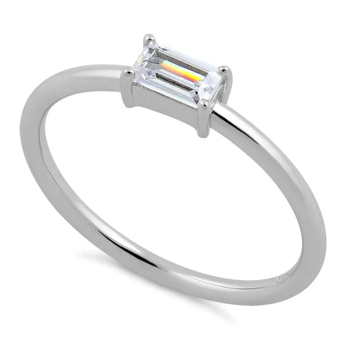 Starlette Diamond Emerald-Cut Stackable Ring