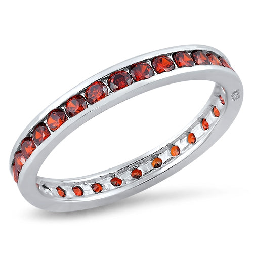 Starlette Garnet Eternity Band in Silver