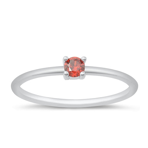 Starlette Garnet Round Stackable Ring in Silver