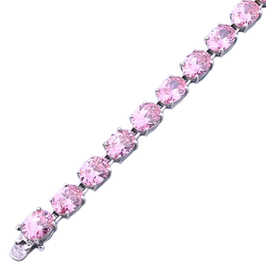 Starlette Dainty Pink Oval Tennis Bracelet