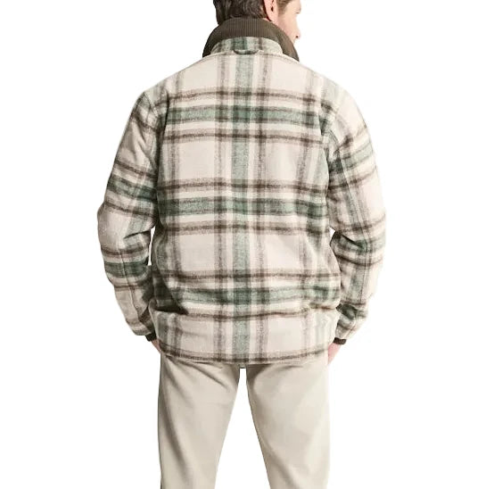 Khaki Green Plaid Sherpa Lined Brushed Flannel