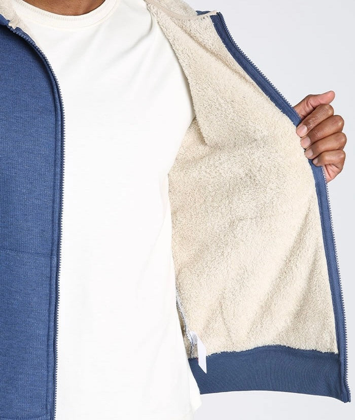 Sherpa Lined Waffle Hoodie - Blue