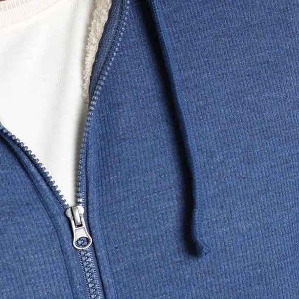 Sherpa Lined Waffle Hoodie - Blue